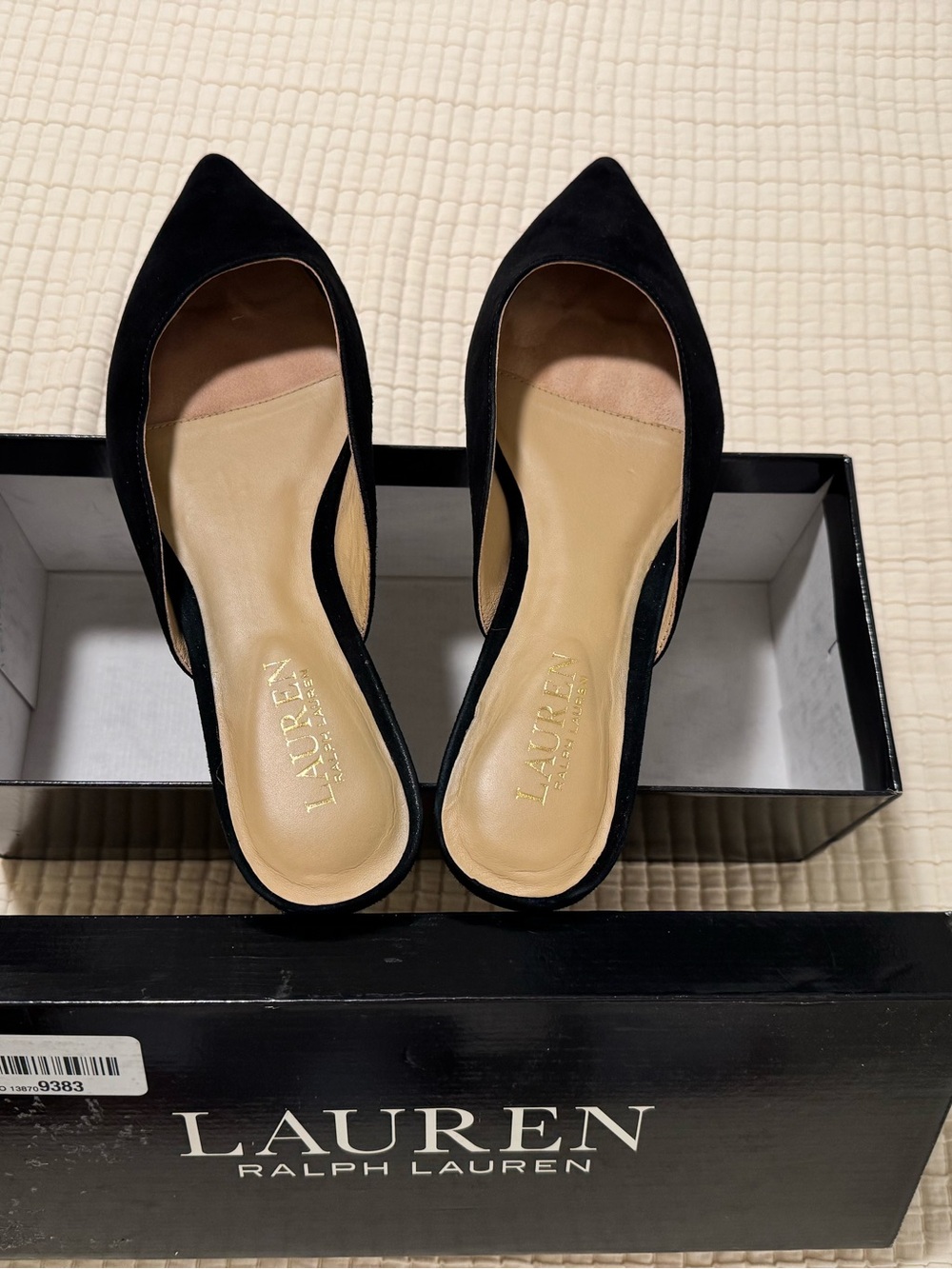 Lauren Ralph Lauren Black Suede Pointed Toe D'Orsay Mules